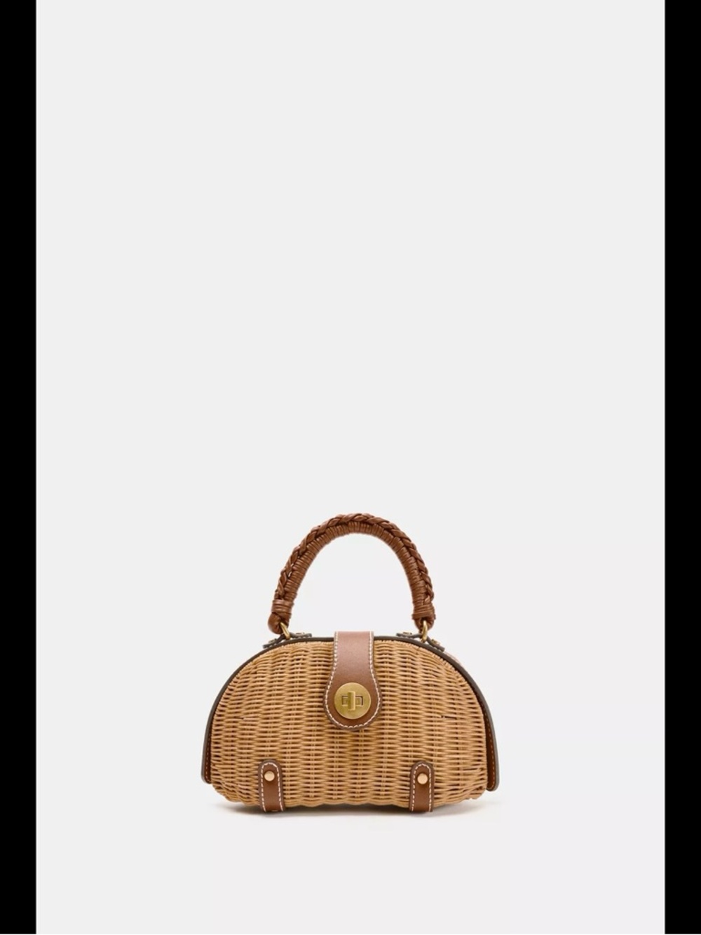 Zara Woven Mini Top-Handle Bag in Natural Brown - Picture 2 of 6